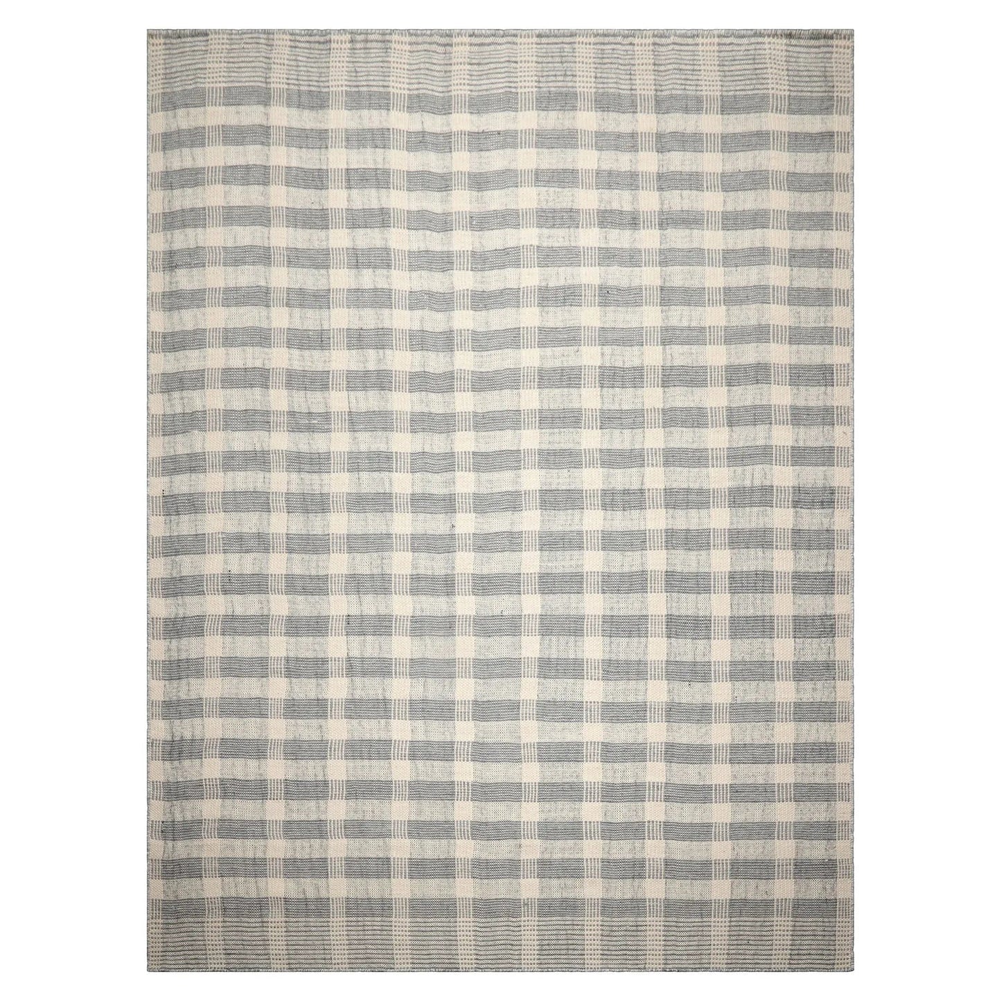 LoomBloom Plaid  Multi Sizes Ivory Hand Woven Flatweave Modern Wool Oriental Area Rug-2
