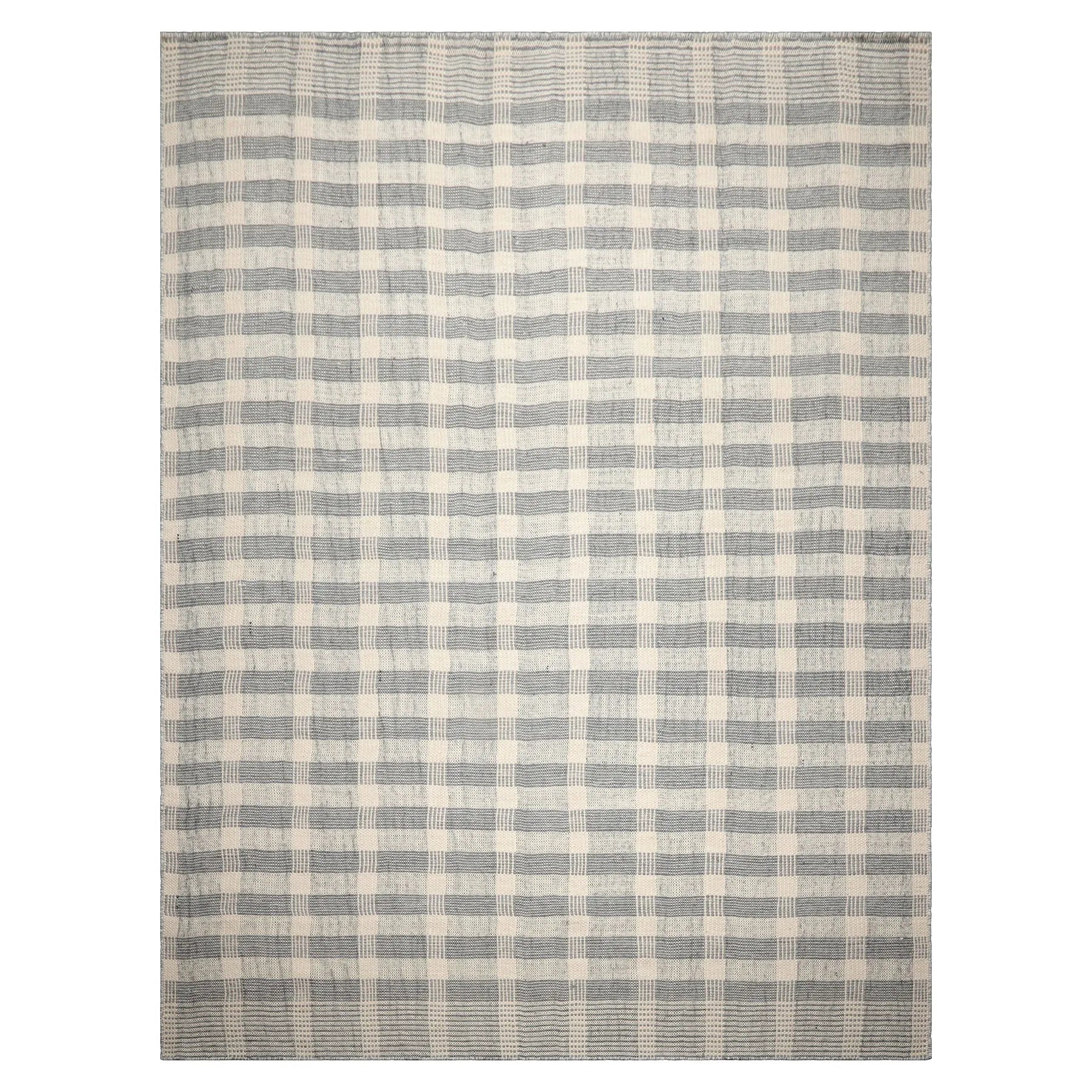 LoomBloom Plaid  Multi Sizes Ivory Hand Woven Flatweave Modern Wool Oriental Area Rug-2