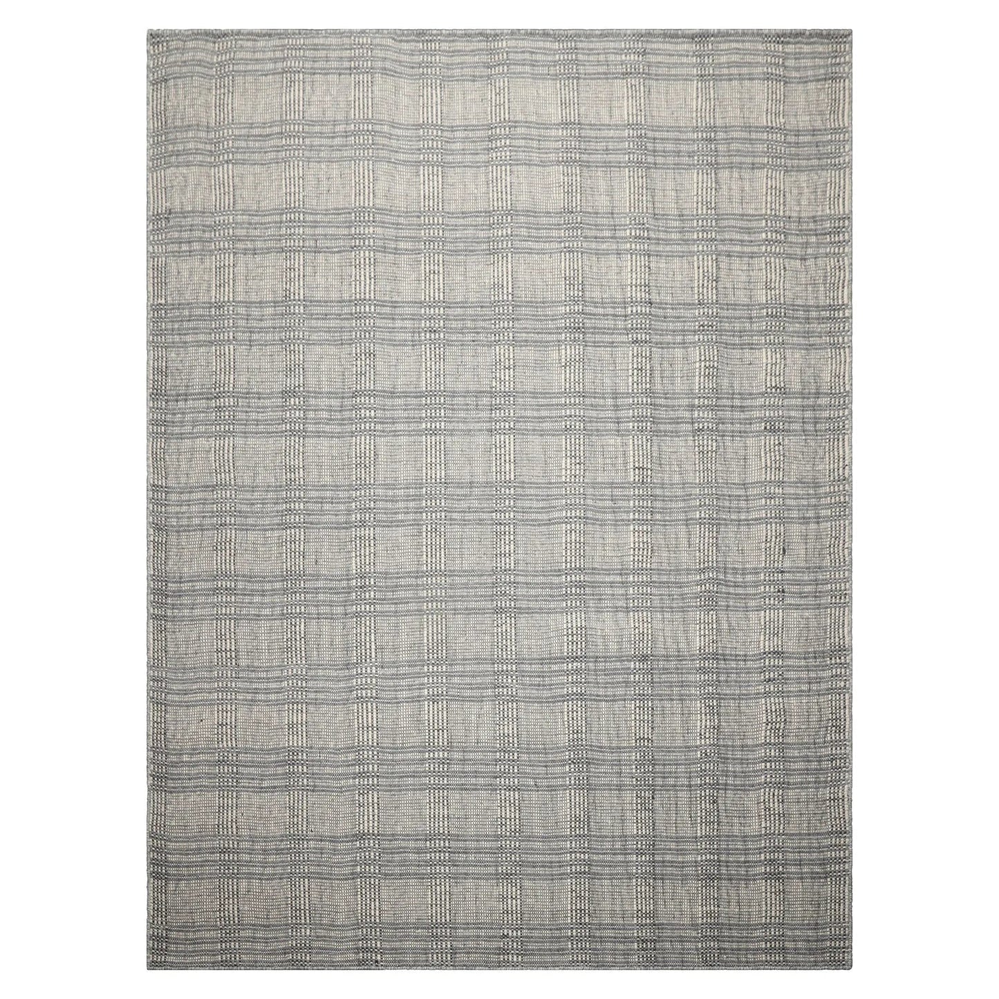LoomBloom Plaid  Multi Sizes Ivory Hand Woven Flatweave Modern Wool Oriental Area Rug-2
