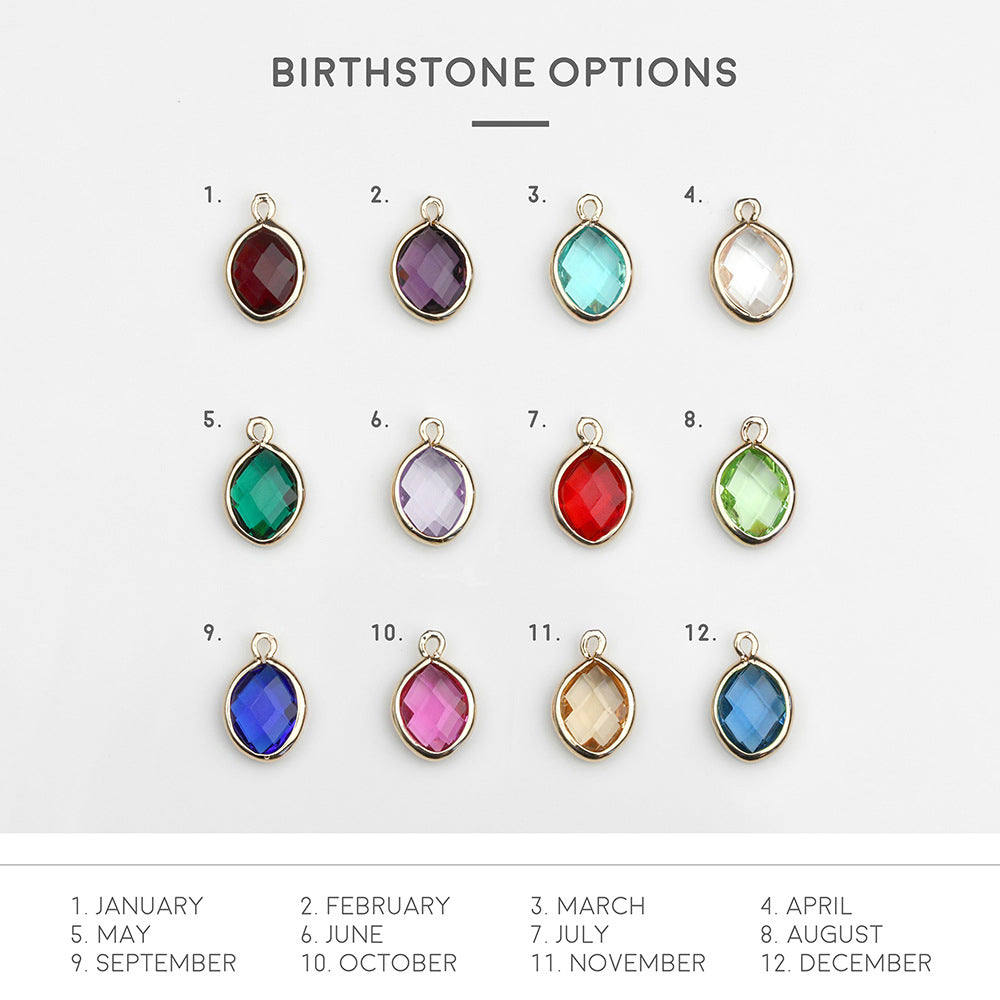 12-color water drop birthstone leaf lettering diy necklace holiday gift