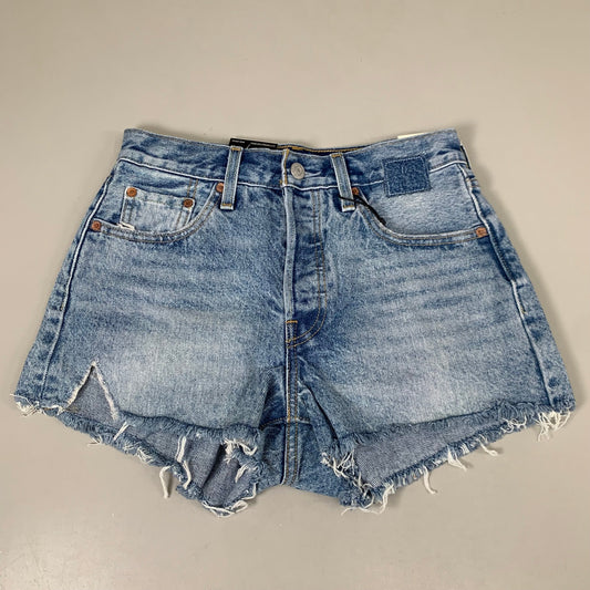 LEVIS 501 Original Fit High Rise Shorts Medium Wash Women's Sz 25 Mega Vibe Blue