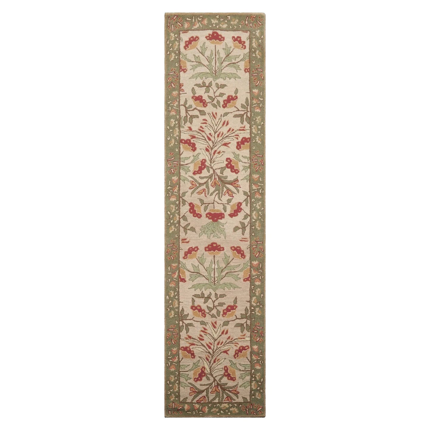 Multi Sizes Handmade Transitional Wool Botanical Floral Area Rug Beige-3