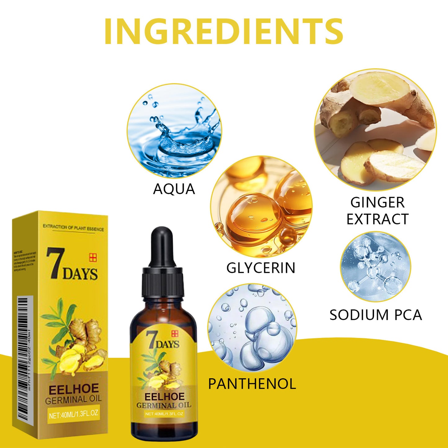 EELHOE Ginger Hair Care Liquid (10ml) Is A Nourishing And Moisturizing Hair Care Liquid That Strengthens And Prevents Hair Loss