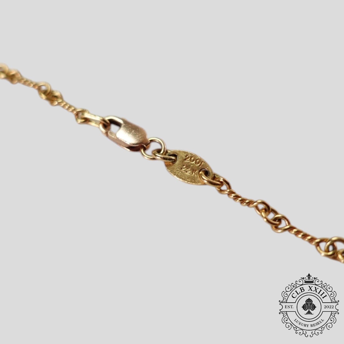 Chrome Hearts 22K Gold Twist 20 Inch Necklace