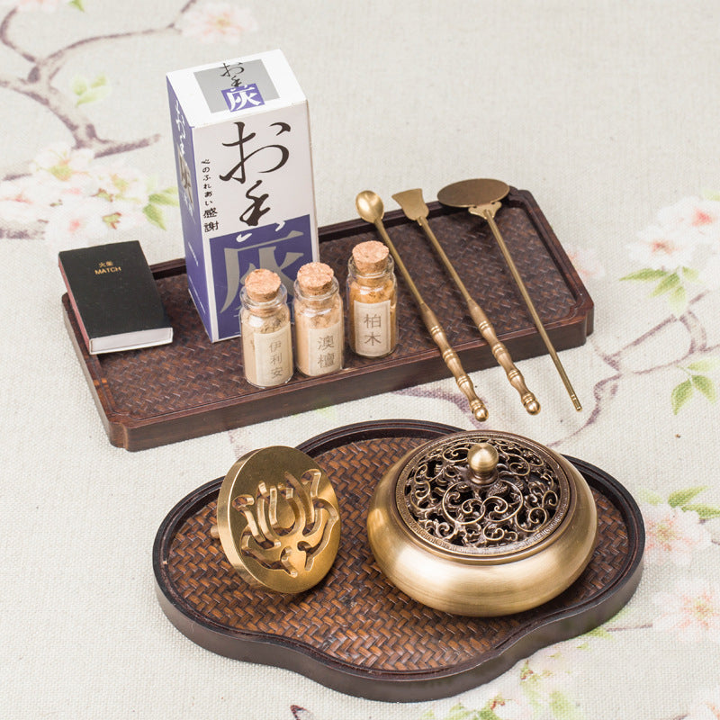 Pure Copper Incense Burner Beating Incense Seal Script Incense Path Introductory Ceramic Set with Gift Box Gift Bag Incense Shovel Spike Tool