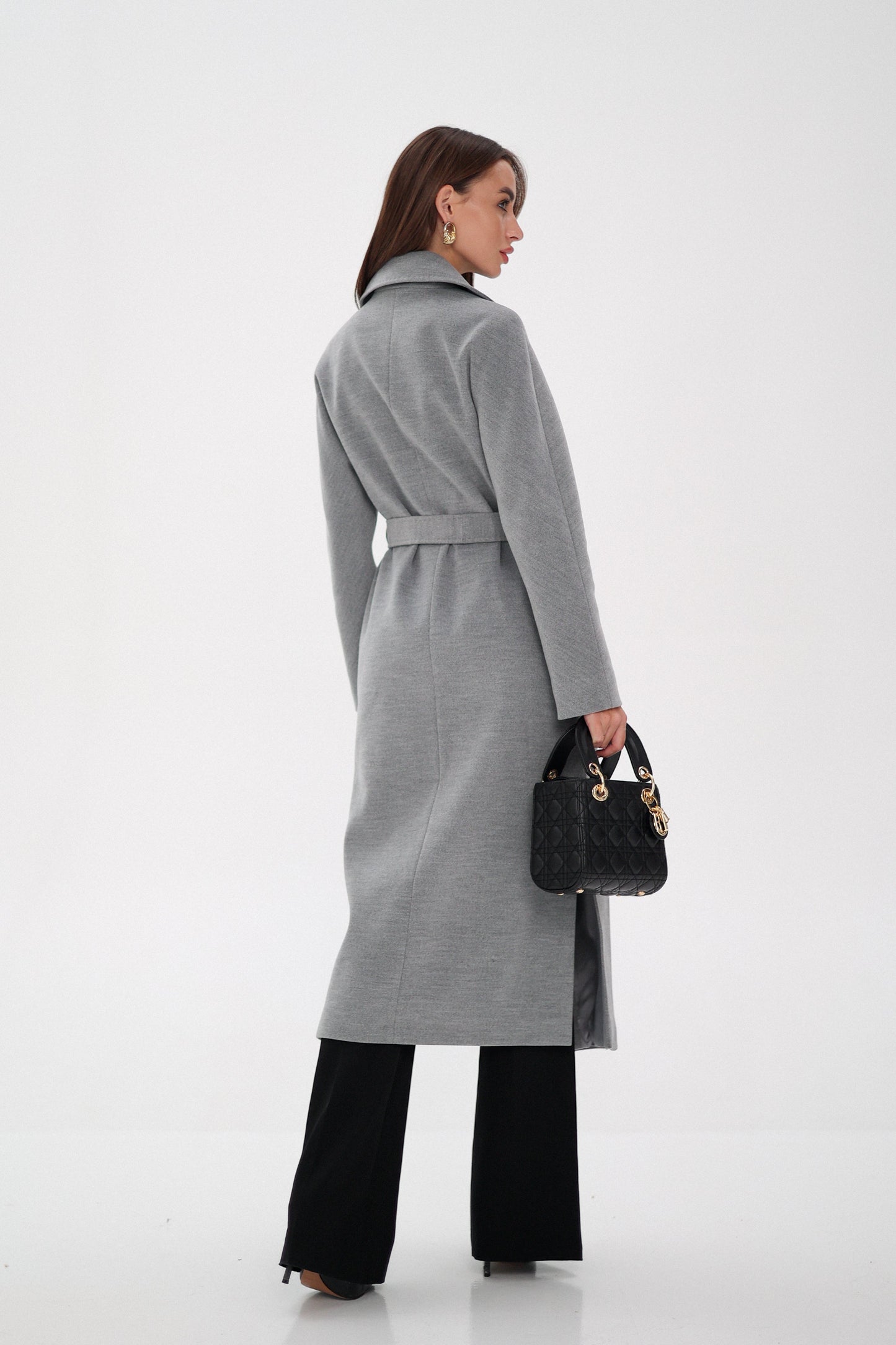Cambridge Comfort Wraparound Wool Cashmere Coat in Dove