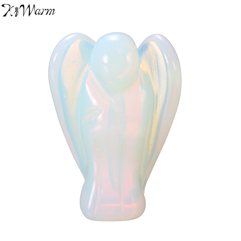Cute Angel Shape Opalite Crystal Stone Healing Reiki Energy Gemstone Pendant Figurine Gift For Home Decoration Craft Gift
