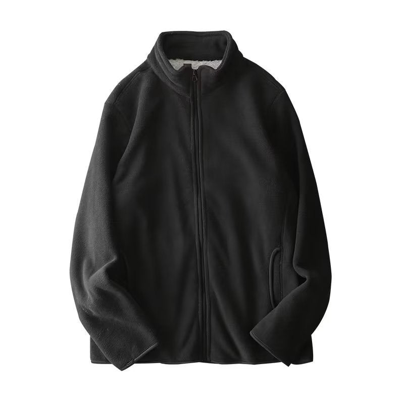 Jacket Men Winter Warm Thickened Stand-up Collar Cotton Coat Open Front Sweatshirt