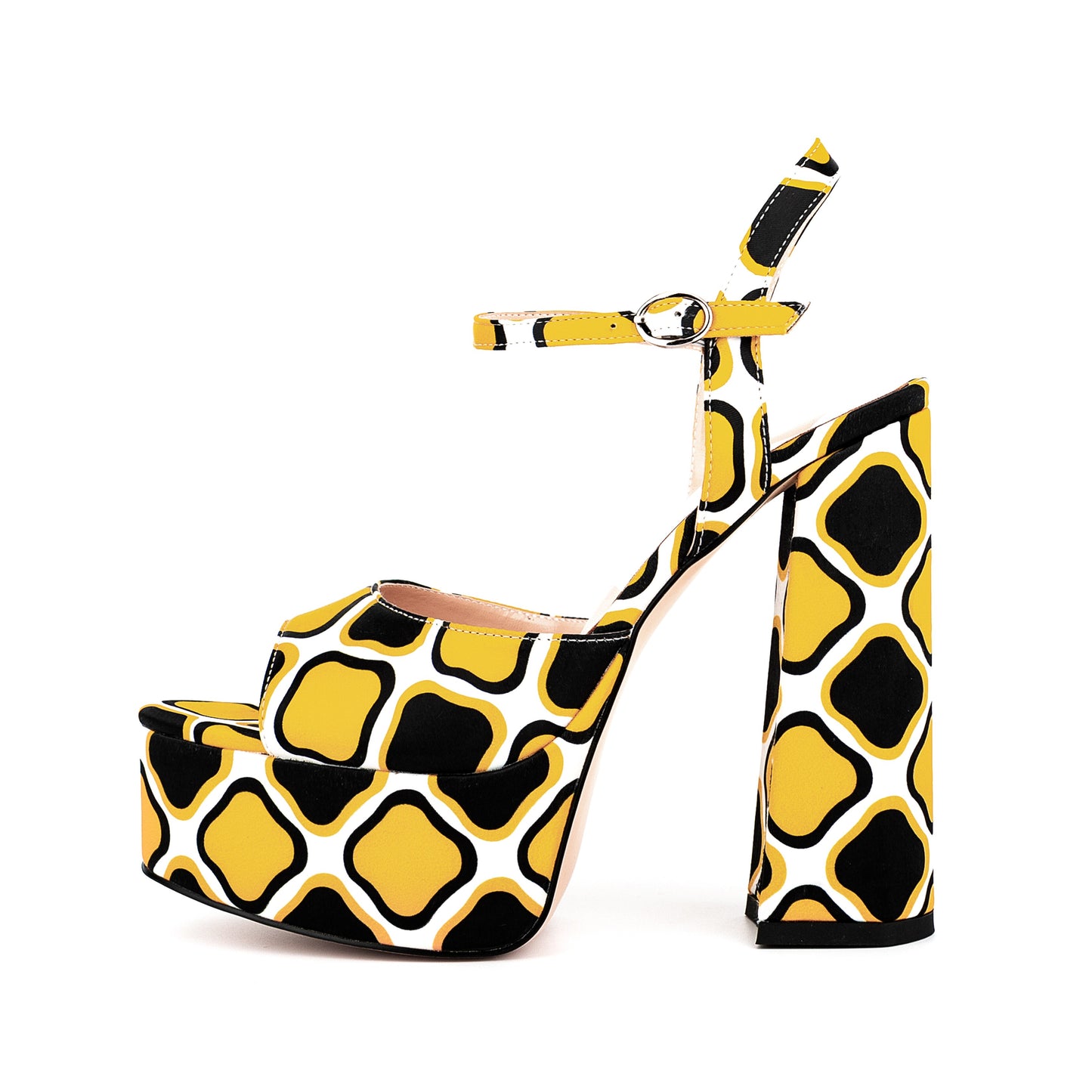 processing time:7-10 days after placing orders--Summer Chunky heels Sandals Mixed Colors Round toe Waterproof platform Buckle strap Printing Fashion sandals