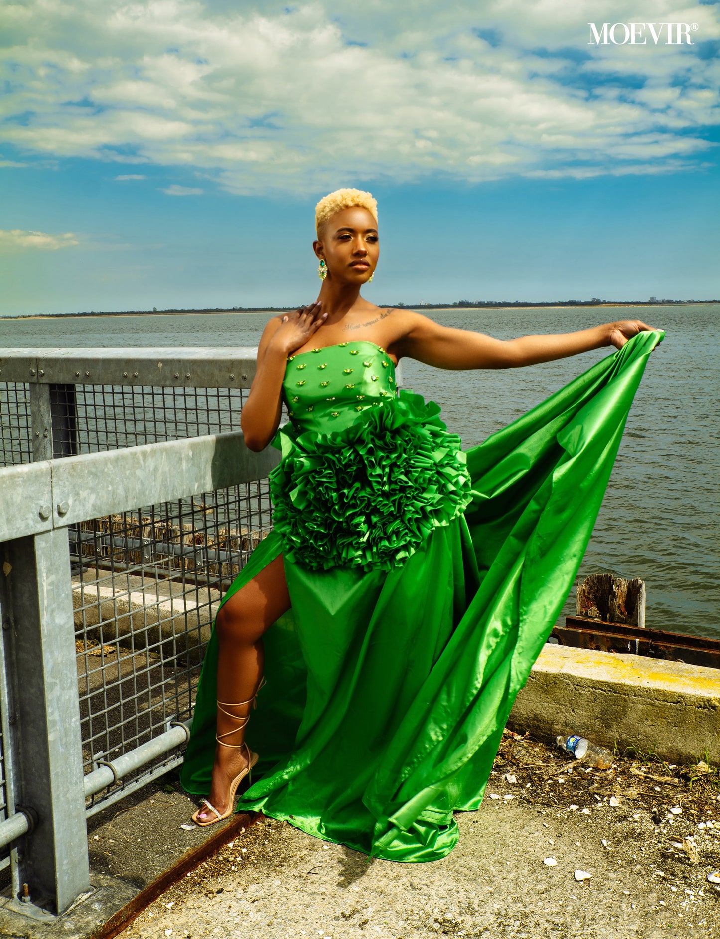 Couture Green Ruffle Dress-0