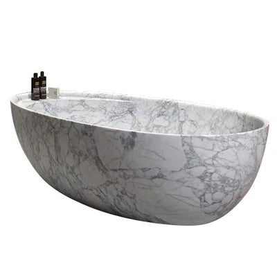 Statuario White Marble Hand-Carved Freestanding Bathtub Spa Luxury Design 32x68x20
