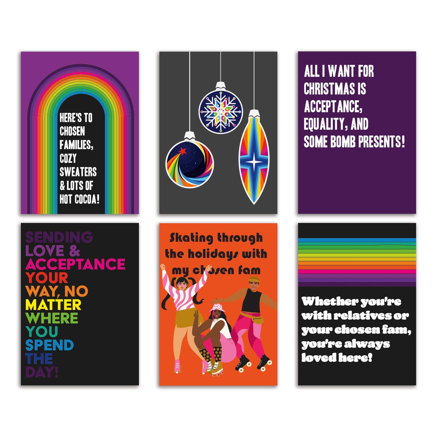 Rainbow LGBTQ+ Christmas Cards, Set of 24