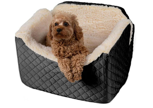 Snoozer Large High Back Console Dog Car Seat Travel Dog Bed Carrier for Dogs up to 12lbs Provides Safe Pet Travel with Dog Car Seat Belt Harness Strap Removable Machine Washable Palmer Dove Cover