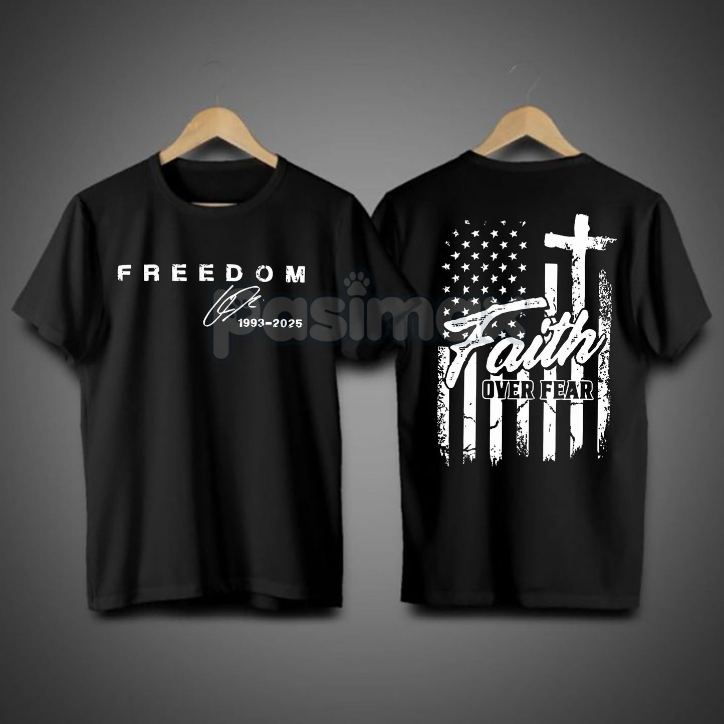"Faith Over Fear" Freedom American Flag T-Shirt - We Wear Red On October Statement Tee, Patriotic Apparel