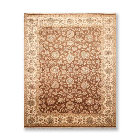 9x12 Brown, Beige Hand Knotted 100% Wool Agra 200 KPSI Oriental Area Rug-0
