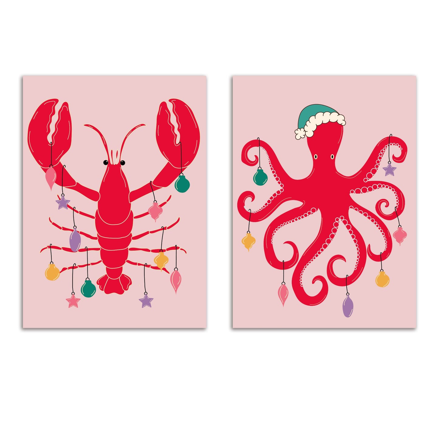 Sea-Sonal Holiday Greeting Cards, Set of 24