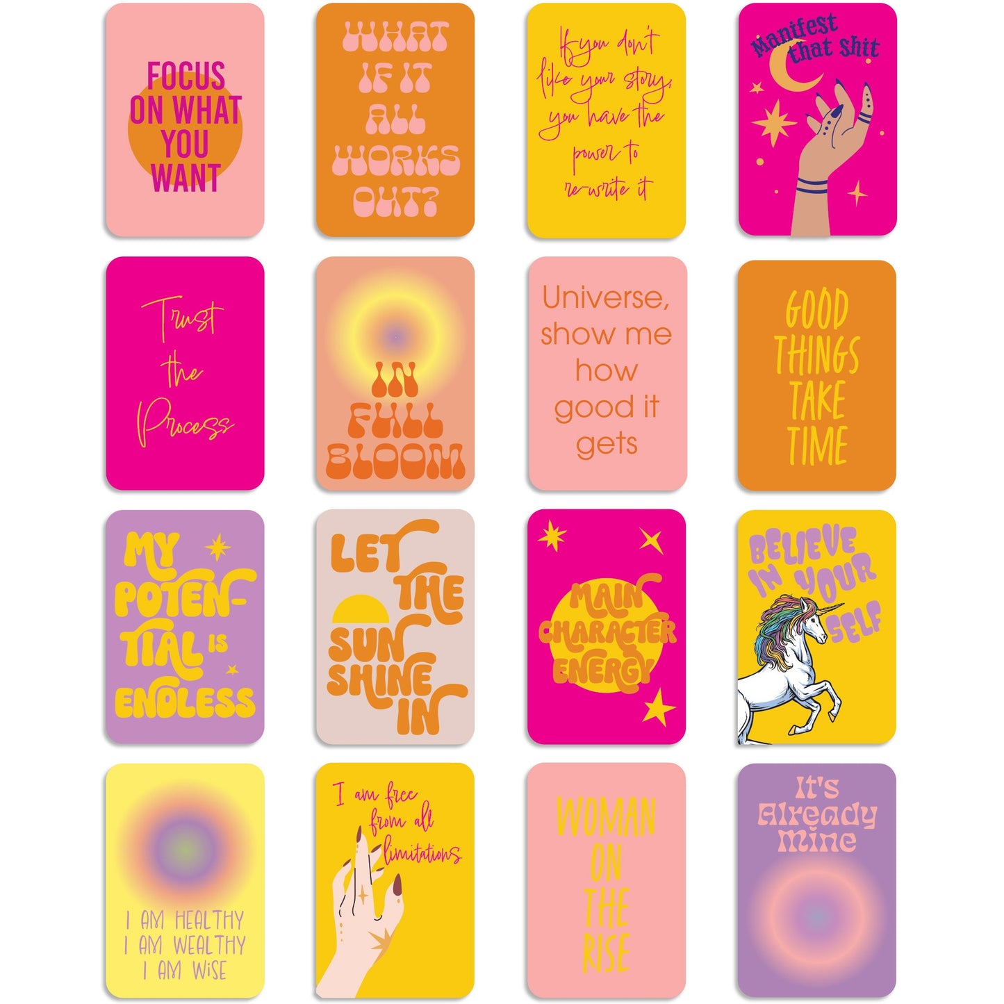 Positivity and Manifestation Affirmation Cards, Deck of 16
