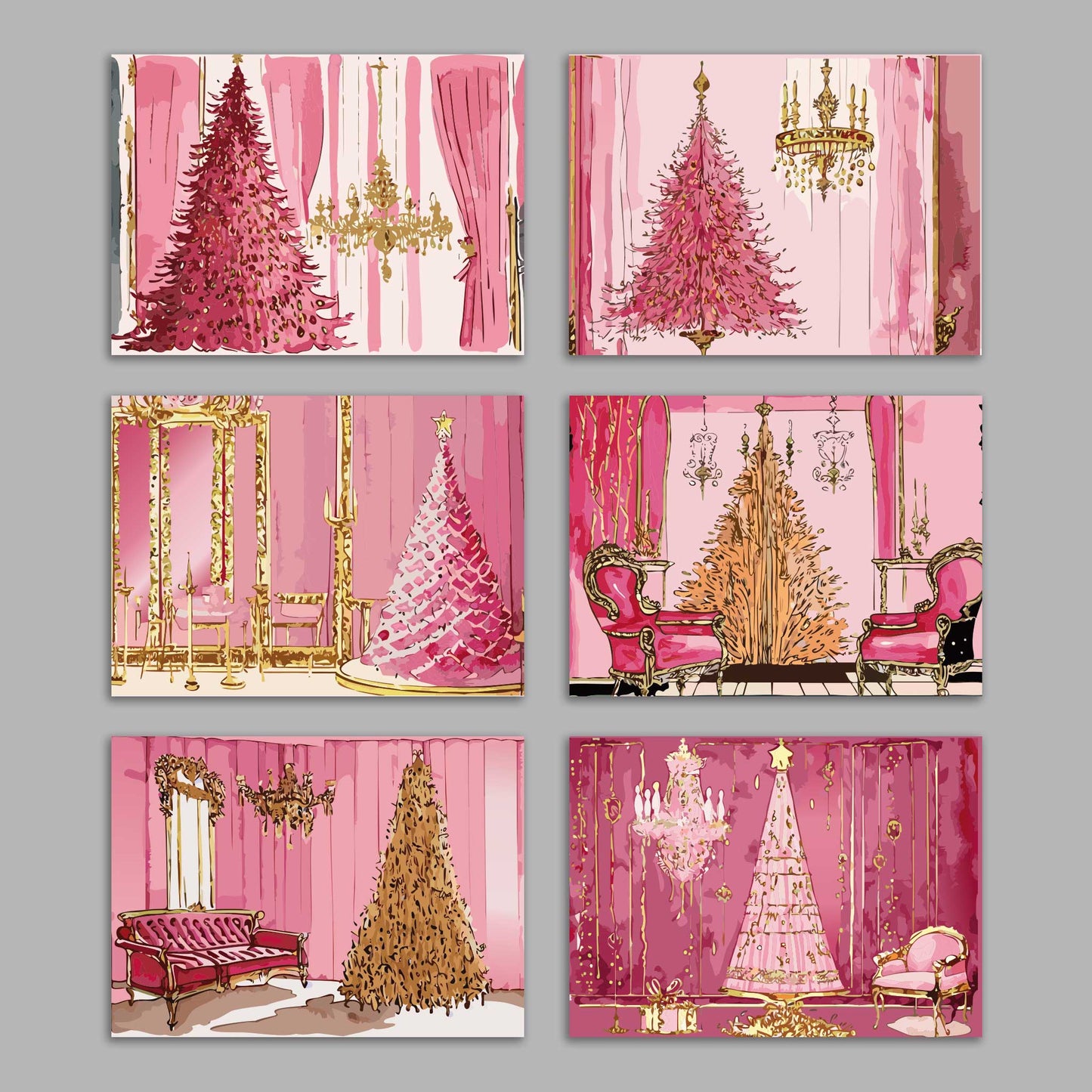 French Ballroom Christmas Cards, Set of 24