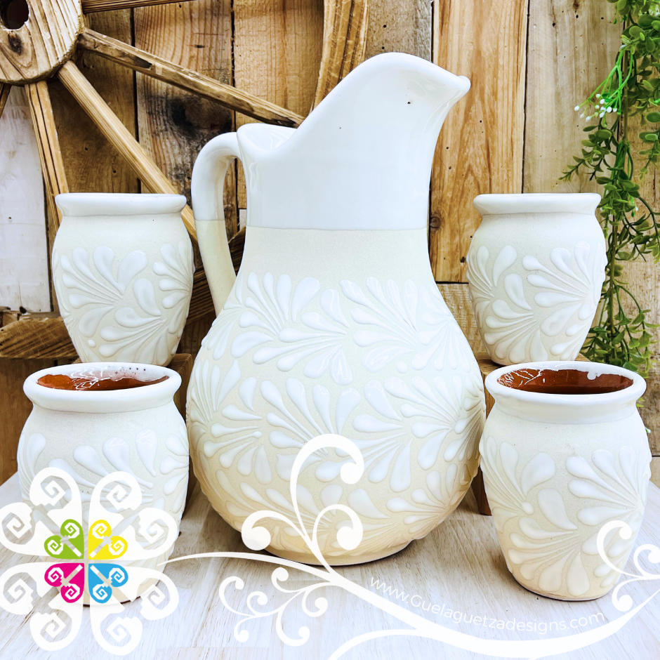 White Espiga Pato Pitcher Set - 4 Cantaritos