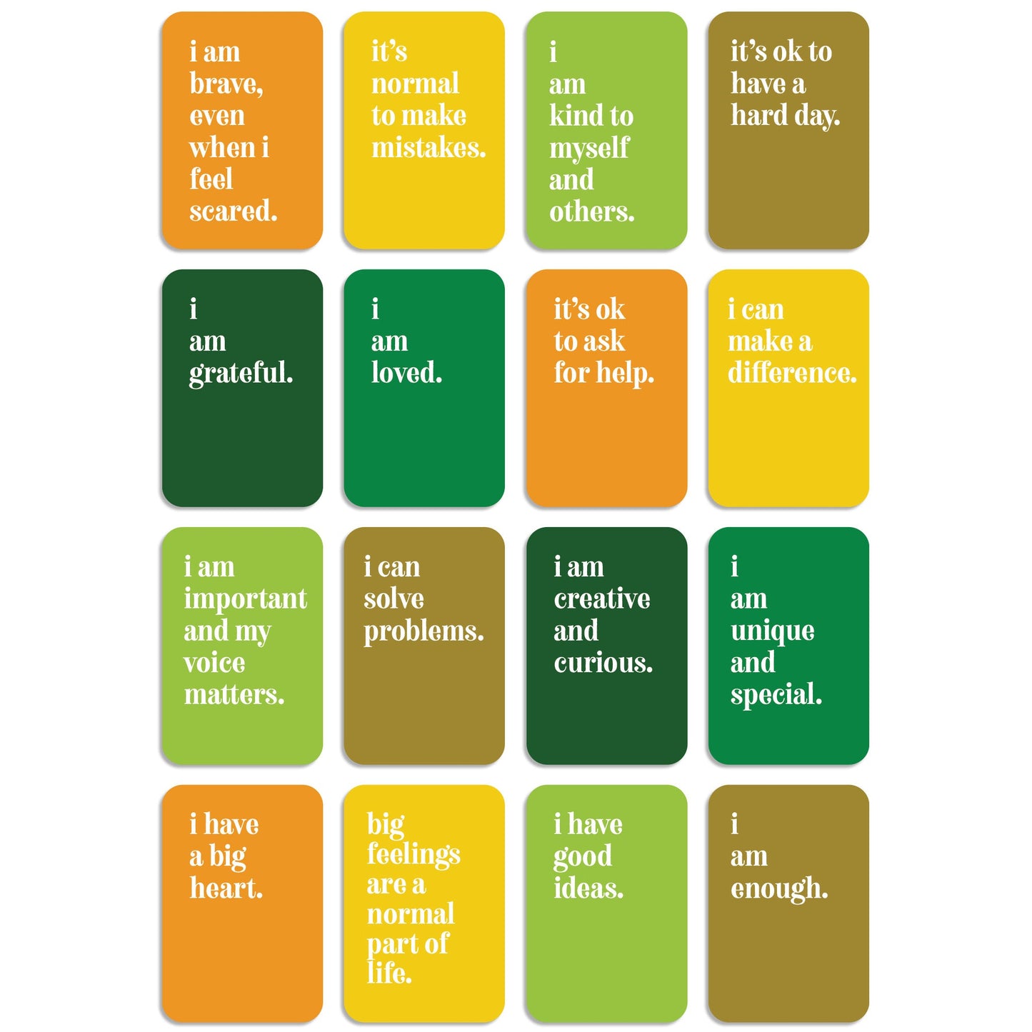 Mental Health Affirmation Cards for Kids, Deck of 16