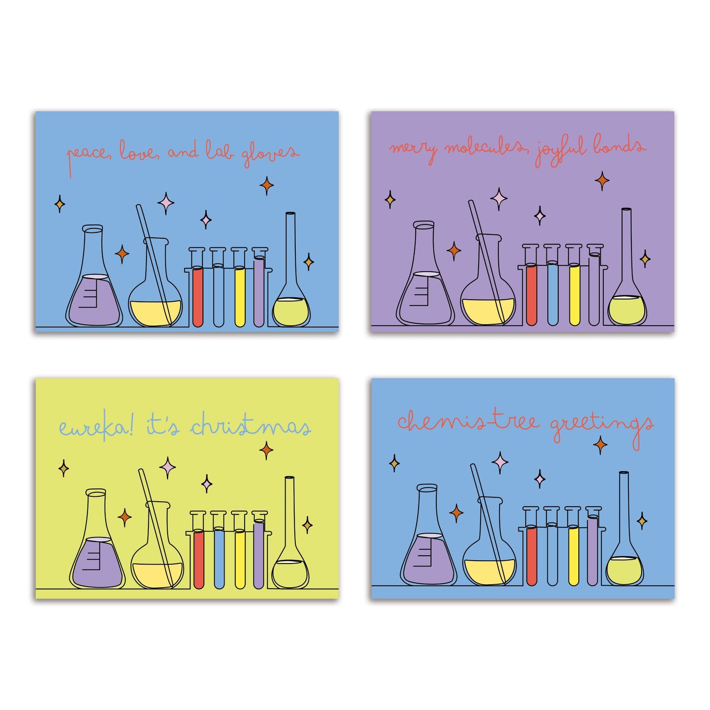 Scientist Christmas Greeting Cards, Set of 24