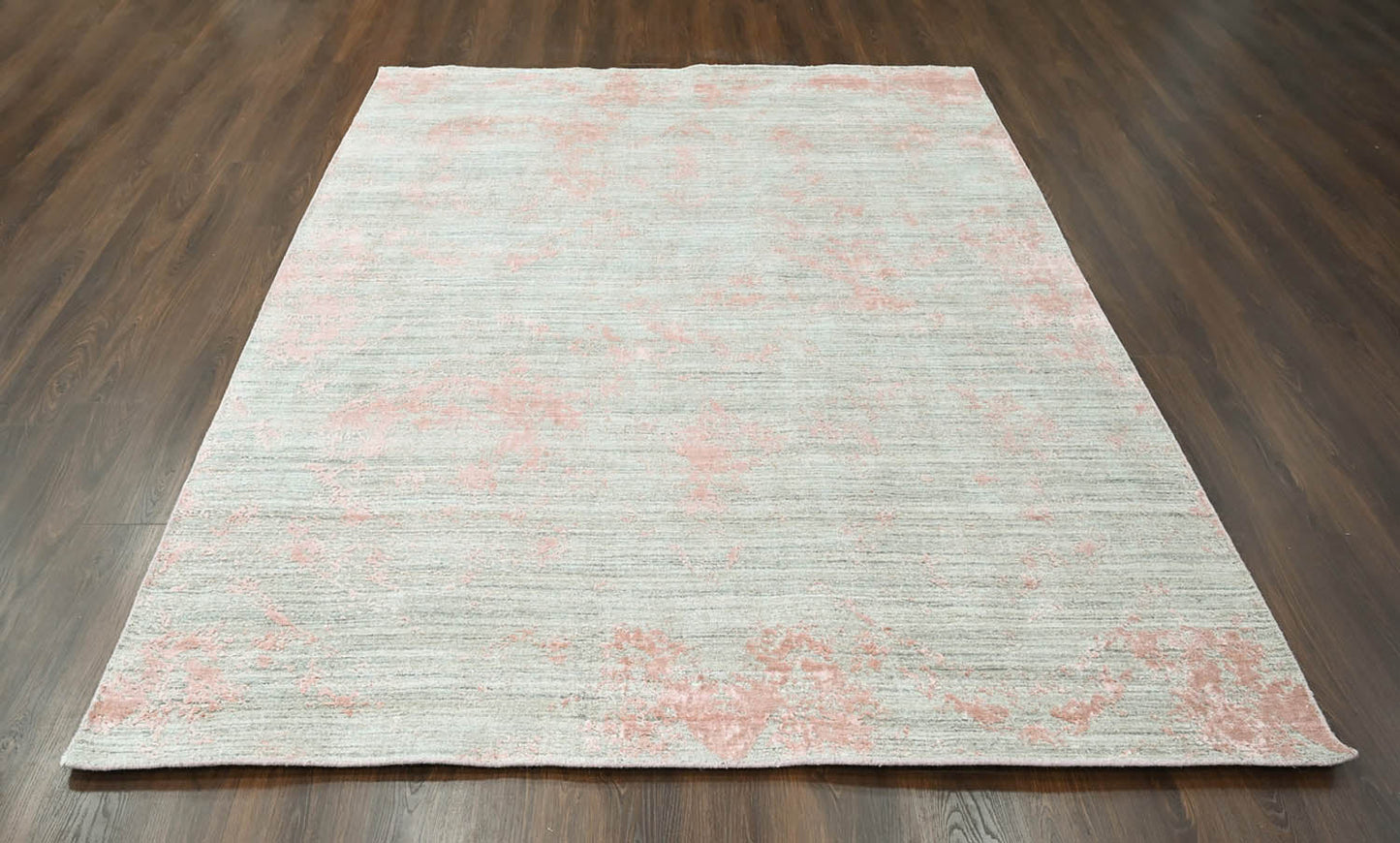 Multi Size Gray, Blush Hand Knotted Turkish Oushak Wool/Bamboo Silk Transitional Oriental Area Rug-2