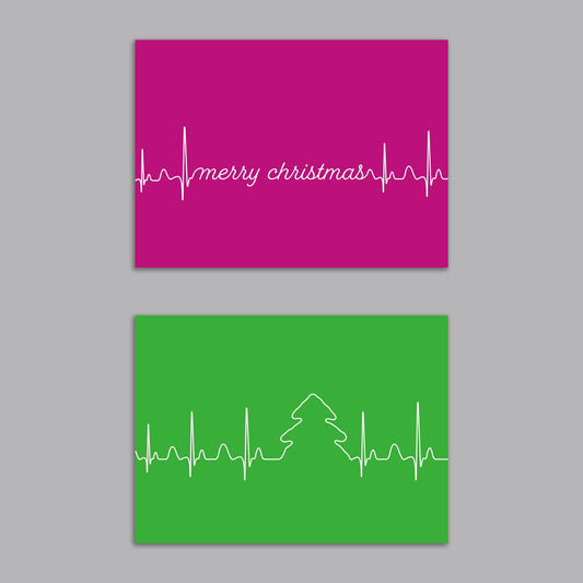 EKG Christmas Greeting Cards, Set of 24