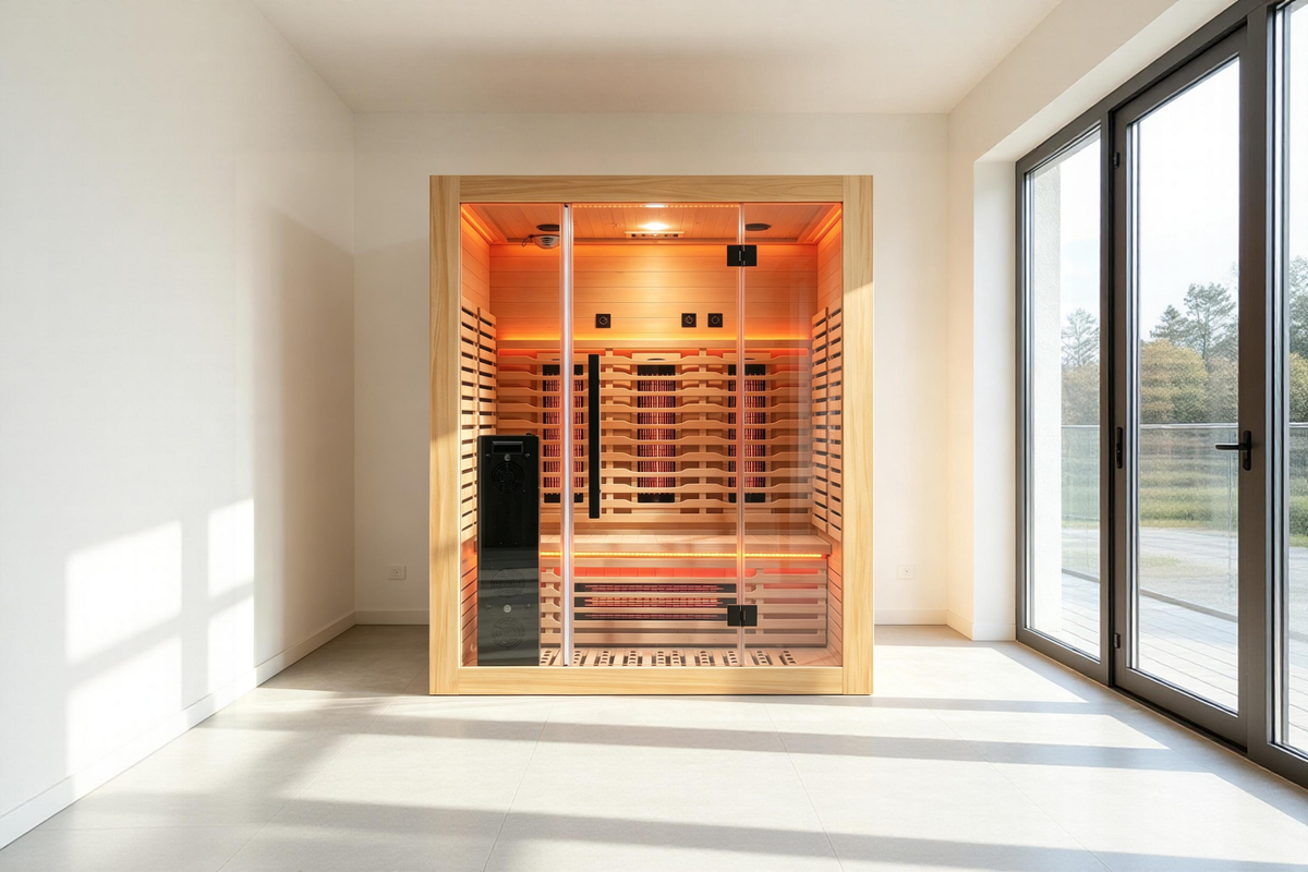 Blisspod | Venetian | Full Spectrum Indoor Premium Canadian Hemlock Ultra Low EMF Sauna | 11 Heaters | Chromotherapy & Reflexology | 3 Person