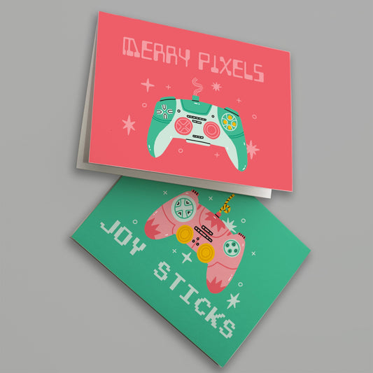 Girly Gamer Christmas Greeting Cards, Set of 24