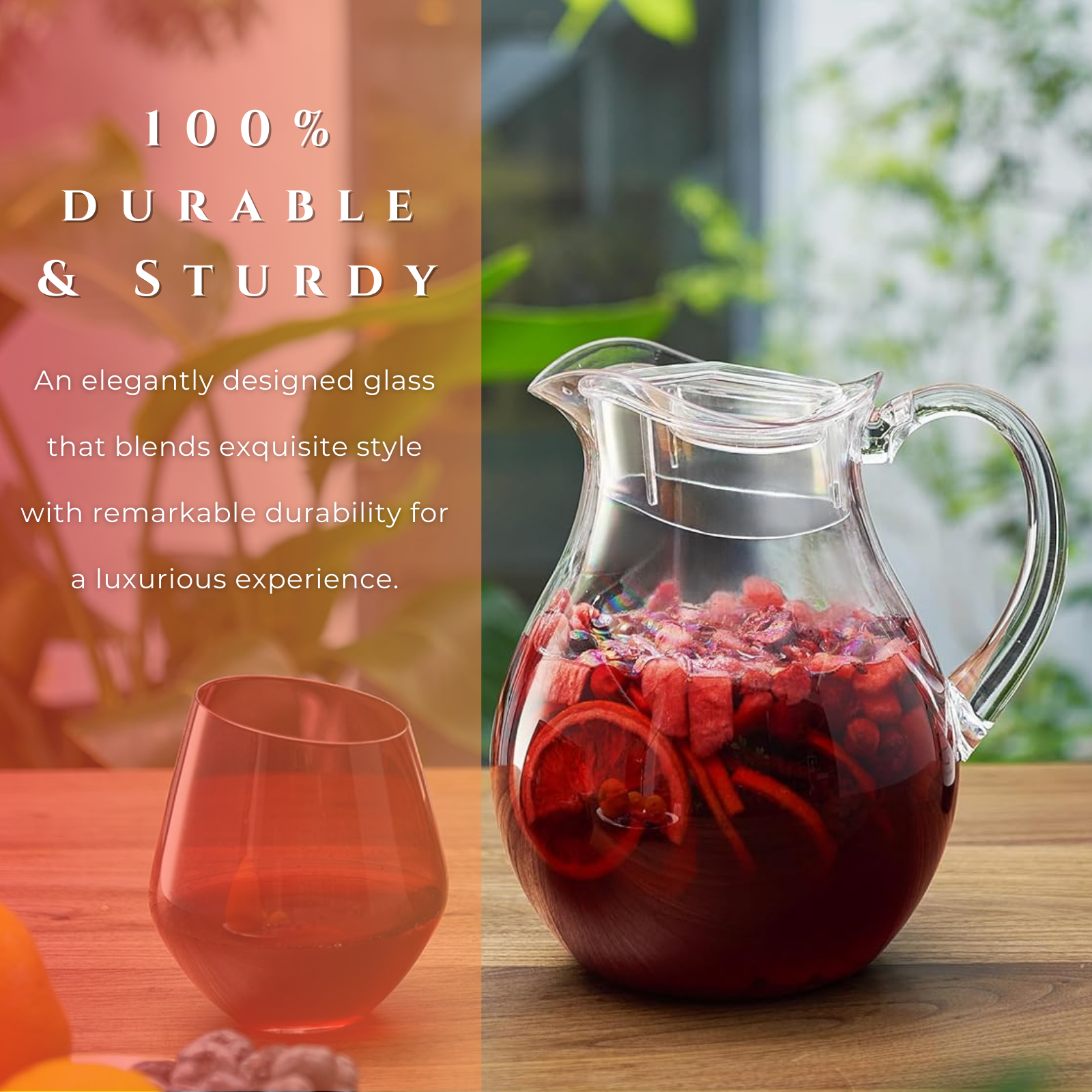 Sangria Drink Mix & Acrylic Beverage Pitcher with Lid | 72 oz | Homemade Make-Your-Own Sangria - Dried Fruit, Sangria Mixing Powder & Plastic Water Pitchers, Clear Tritan - Dishwasher Safe BPA-Free-1