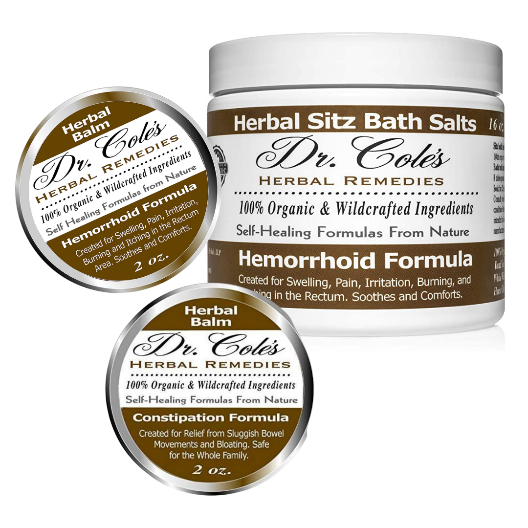 Dr. Cole's Hemorrhoid Balm, Salts, and Constipation Balm Bundle-0