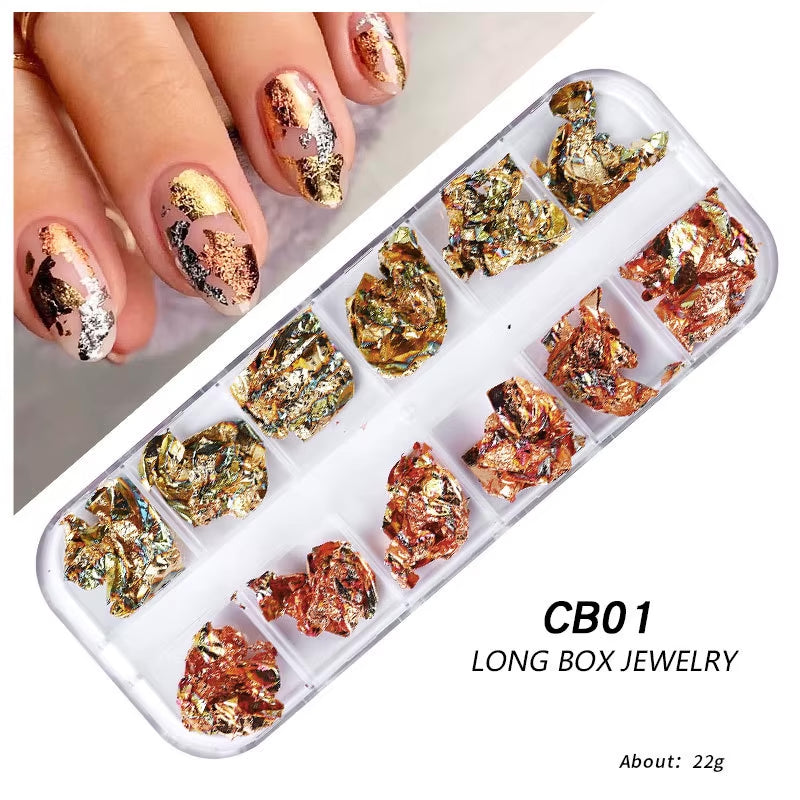 Foil Kit Fragments DIY Aluminum Paper Nail Stickers Flakes-3