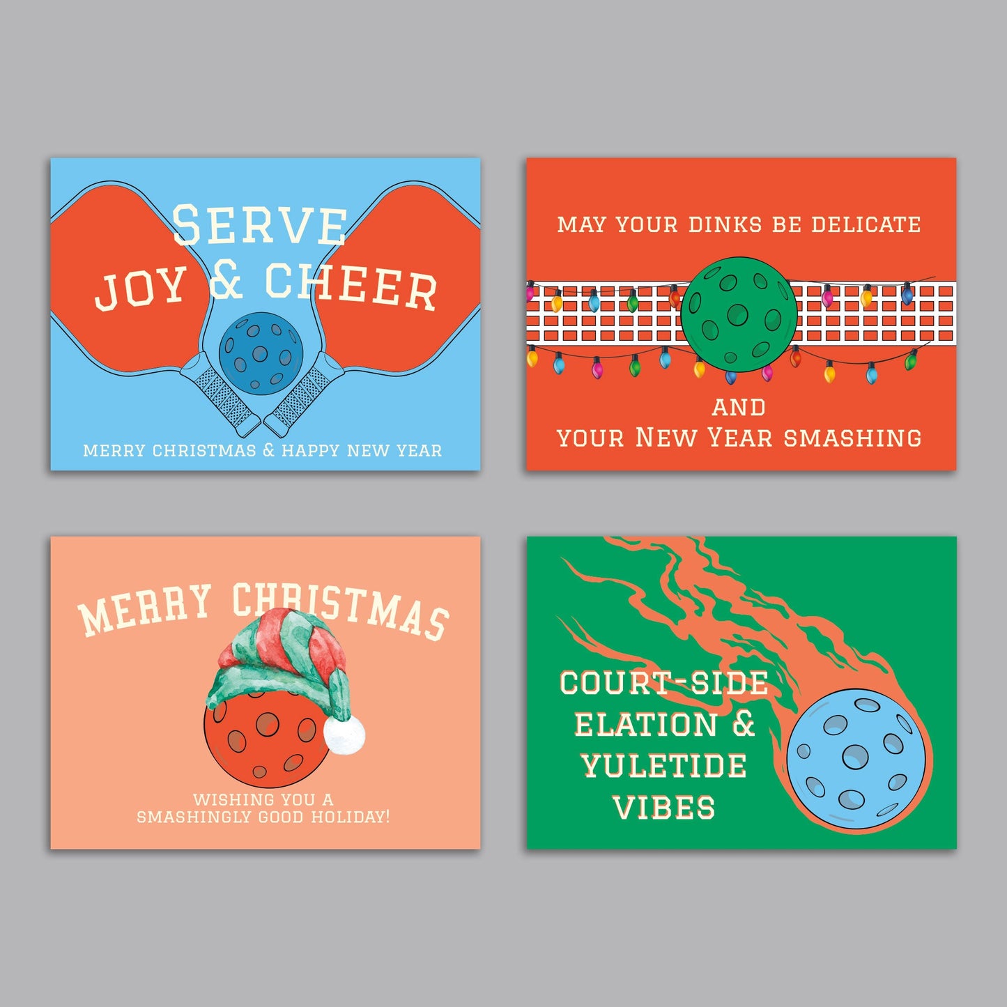 Pickleball Christmas Cards, Set of 24