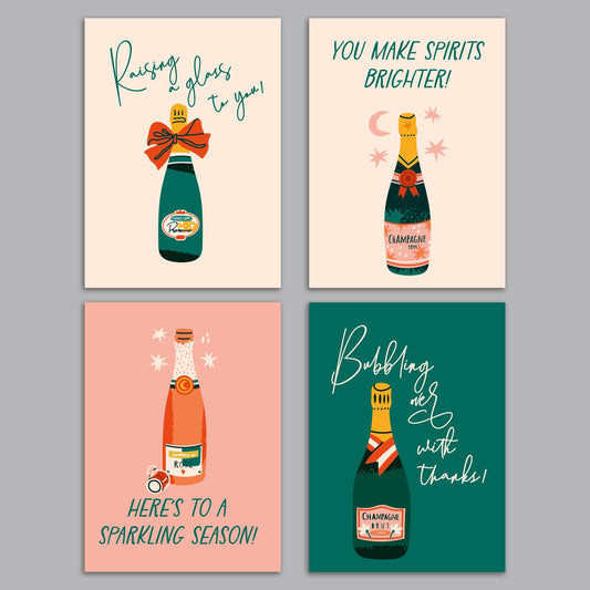 Champagne Greeting Cards, Set of 24