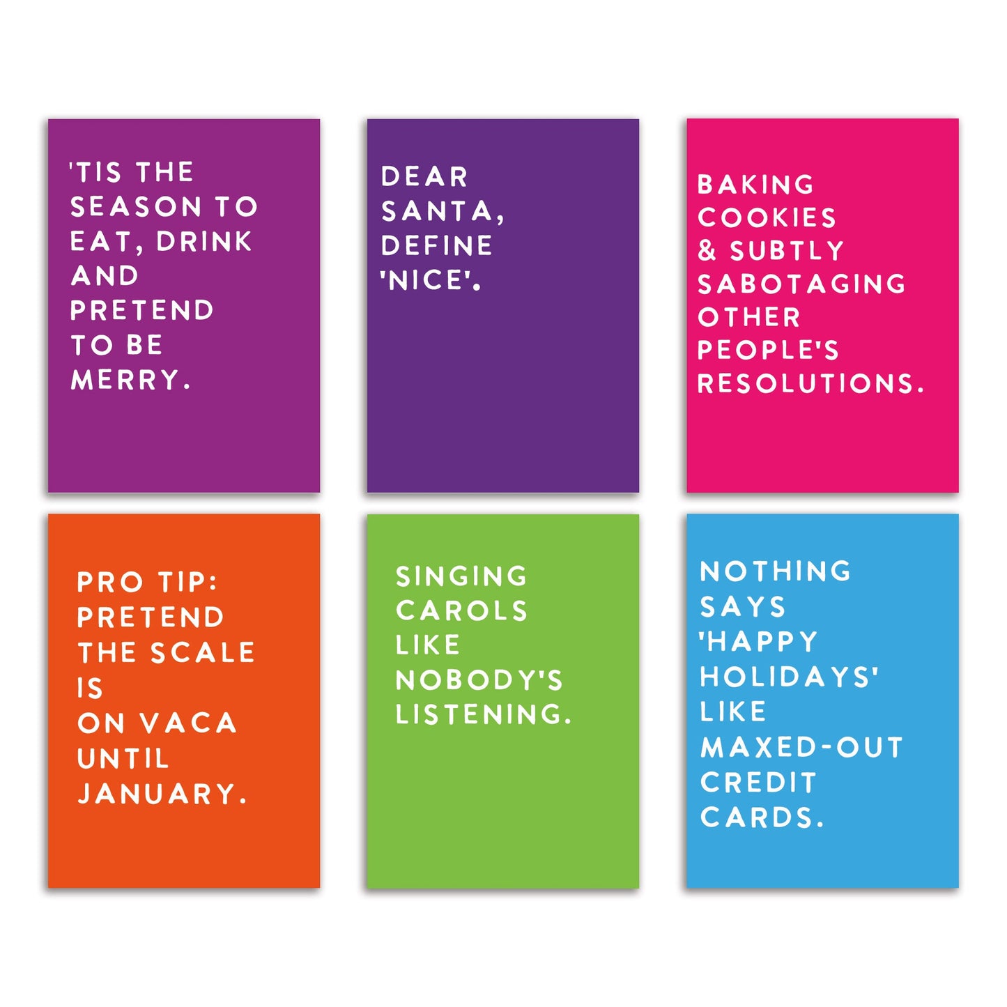 Modern Humorous Christmas Greeting Cards, Set of 24
