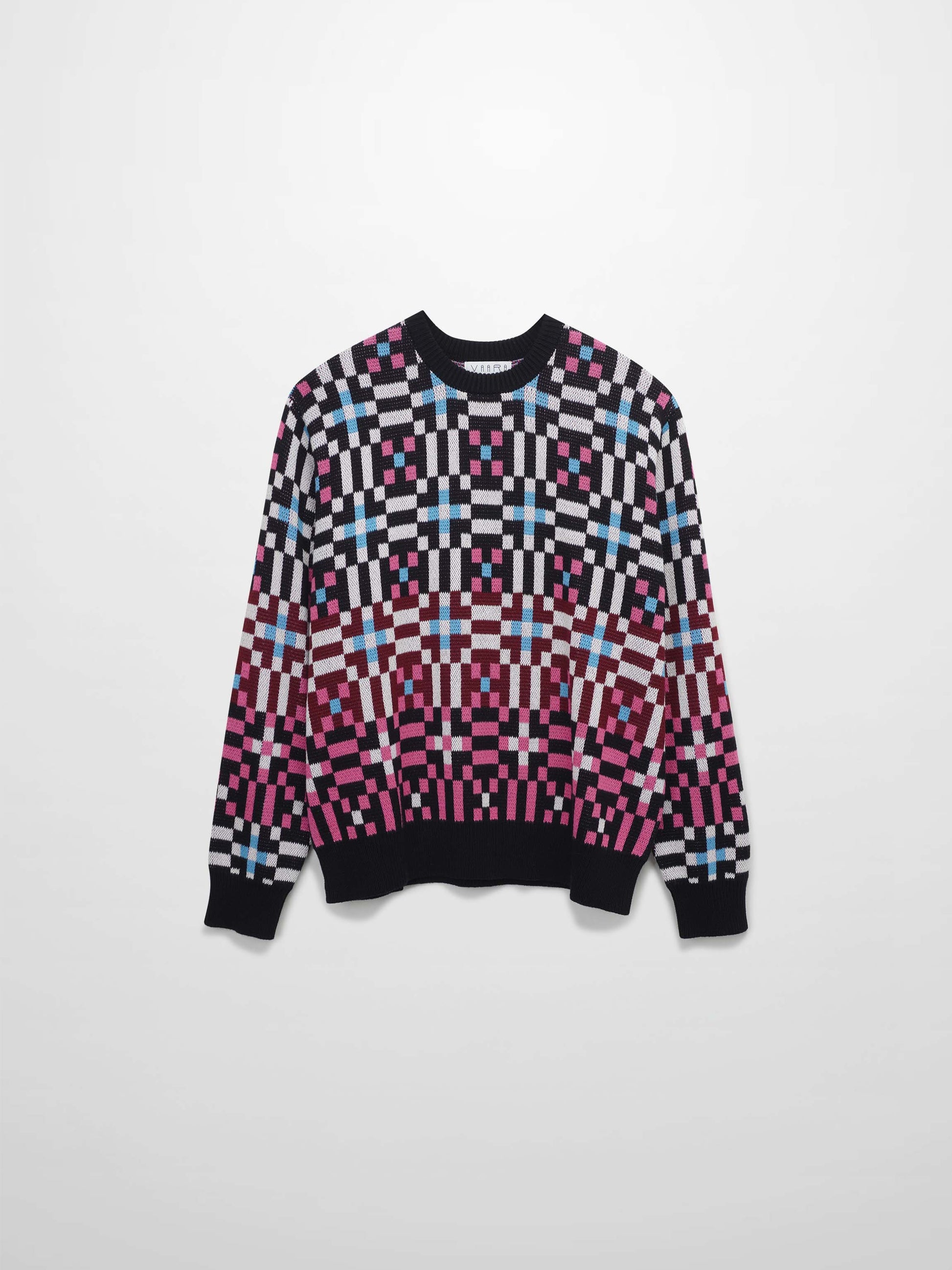 Geometric Design Sweater-Pink-1