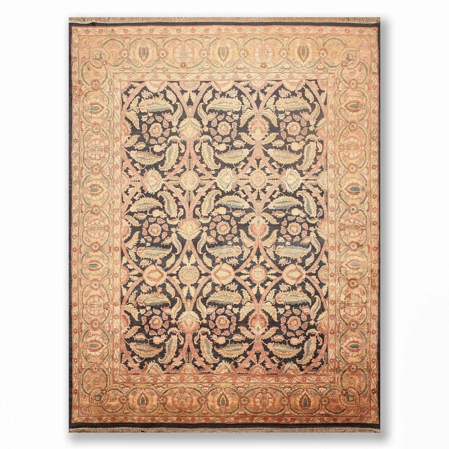 9x12 Charcoal, Gold Hand Knotted 100% Wool Sultanabad Oriental Area Rug-0
