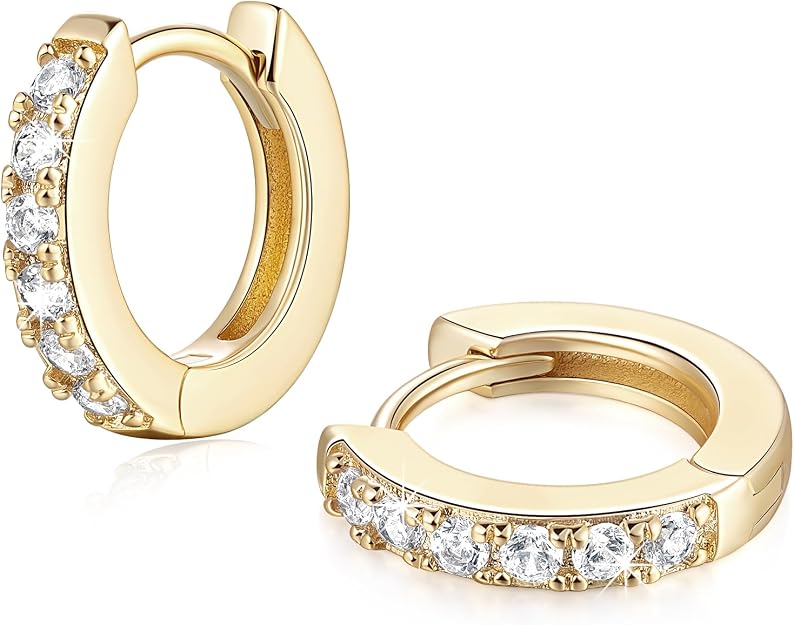 14K Solid Yellow Gold Round Huggies Hoops Earrings 11mm