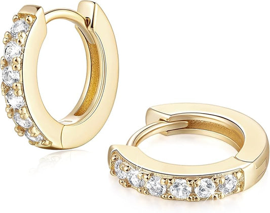 14K Solid Yellow Gold Round Huggies Hoops Earrings 11mm