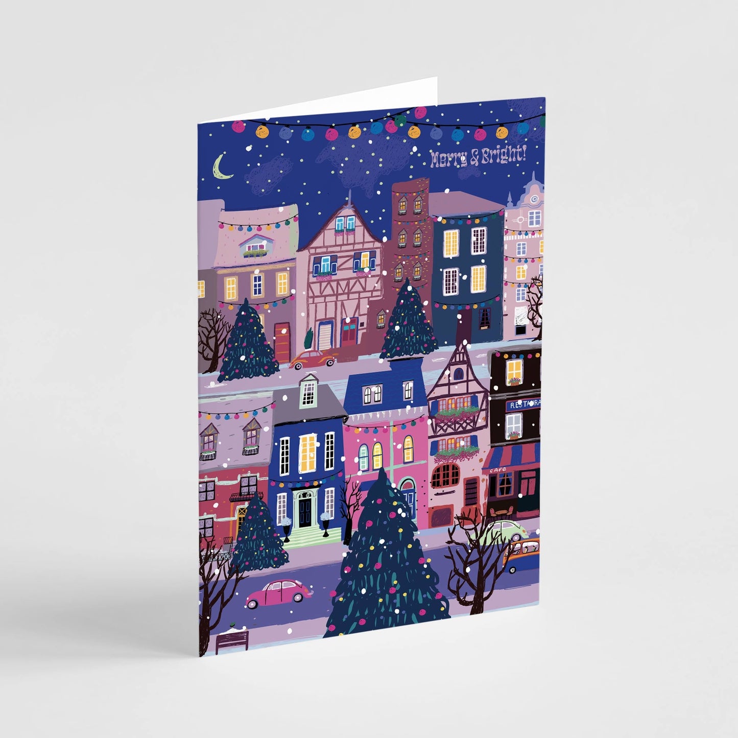 Merry and Bright Winter Town Greeting Cards, Set of 24