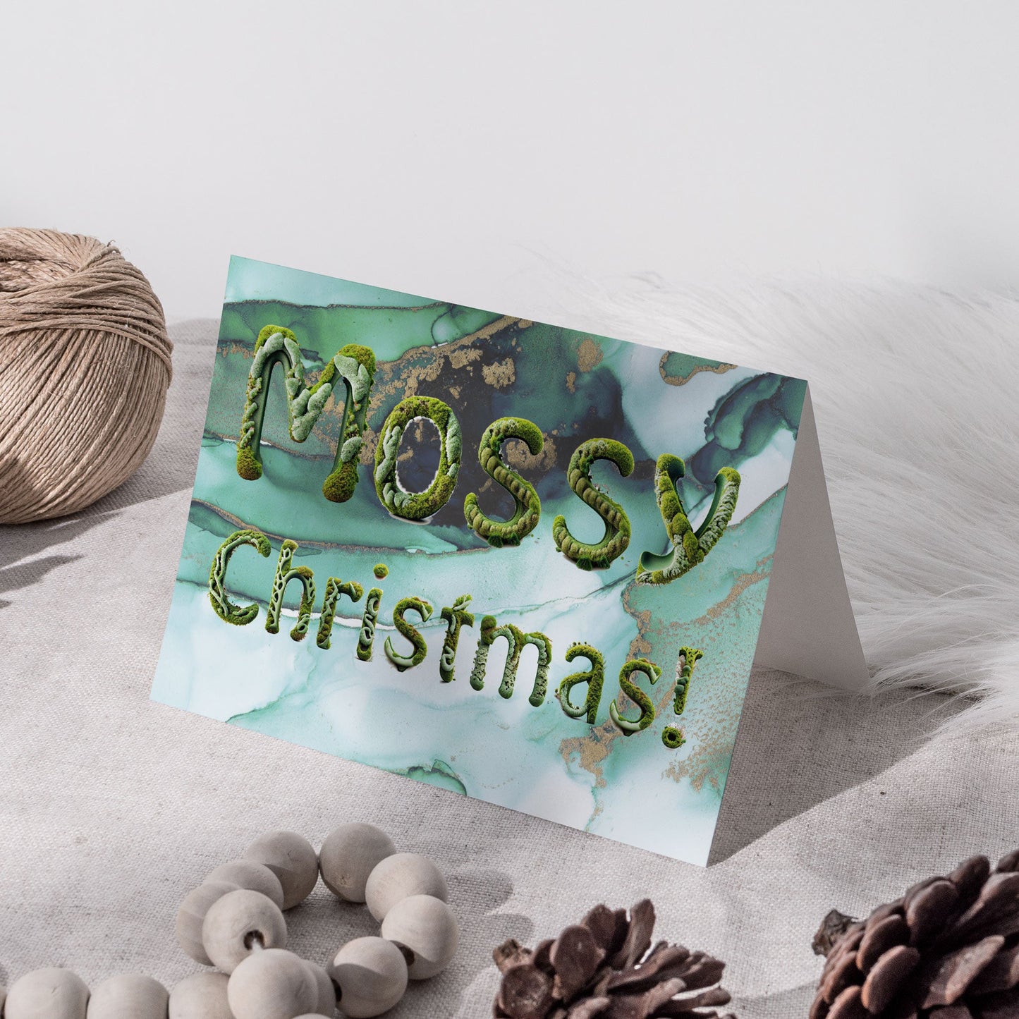 Mossy Christmas Greeting Cards, Set of 24