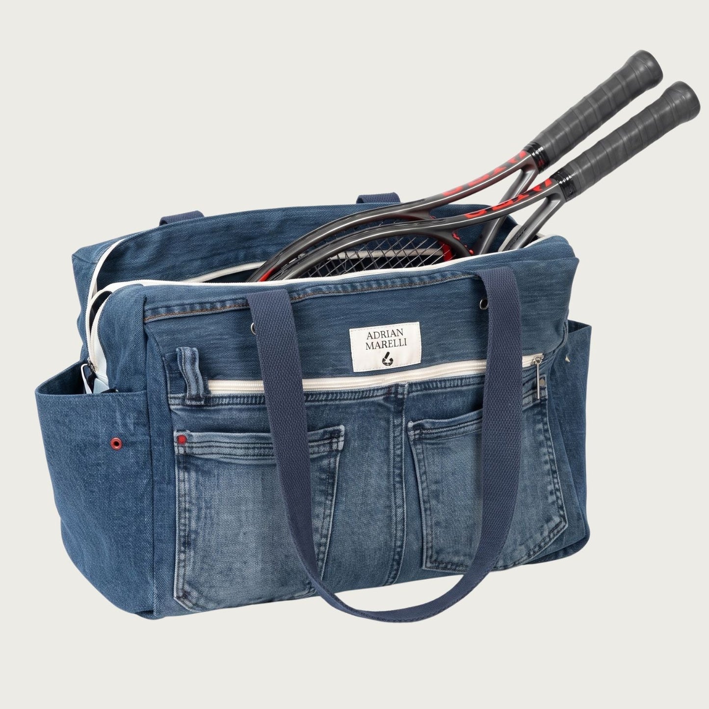 Upcycled Denim Sports Tote - Blue