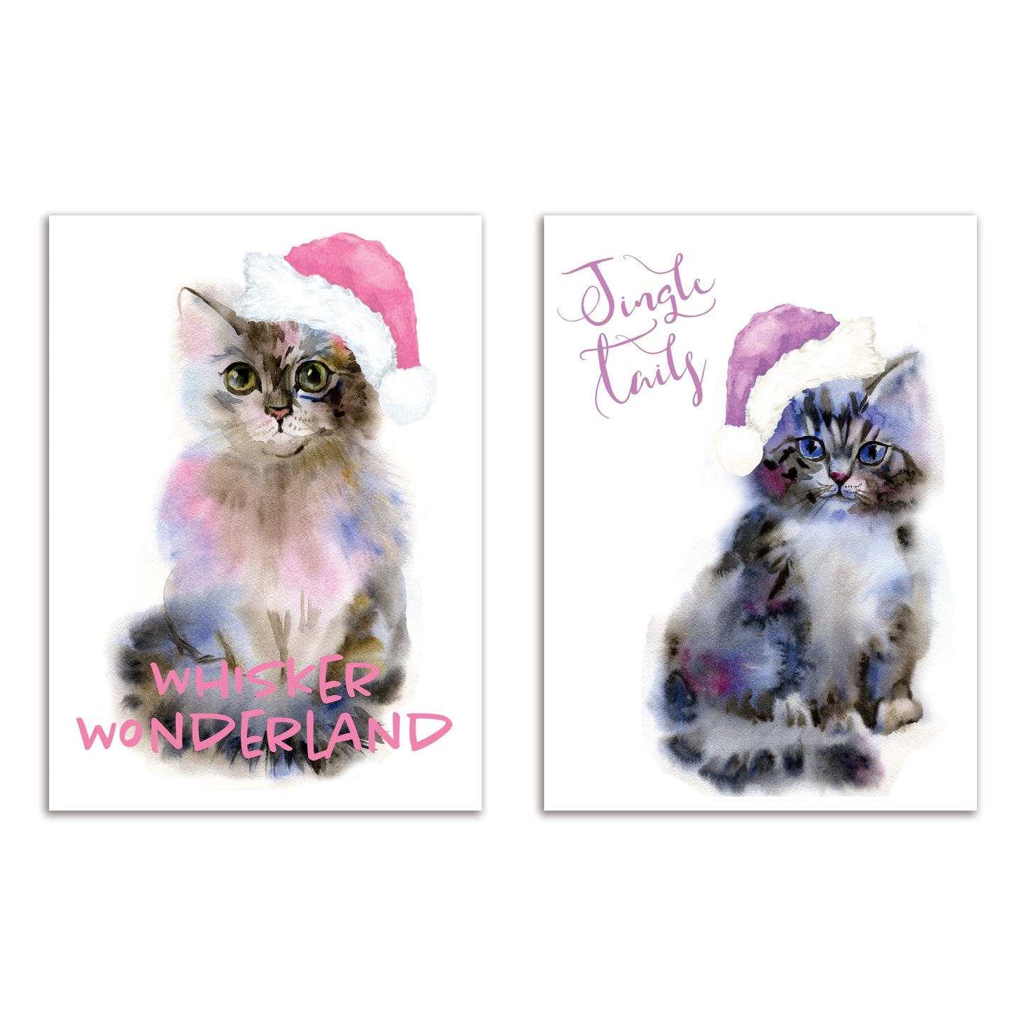 Watercolor Cat Holiday Greeting Cards, Set of 24