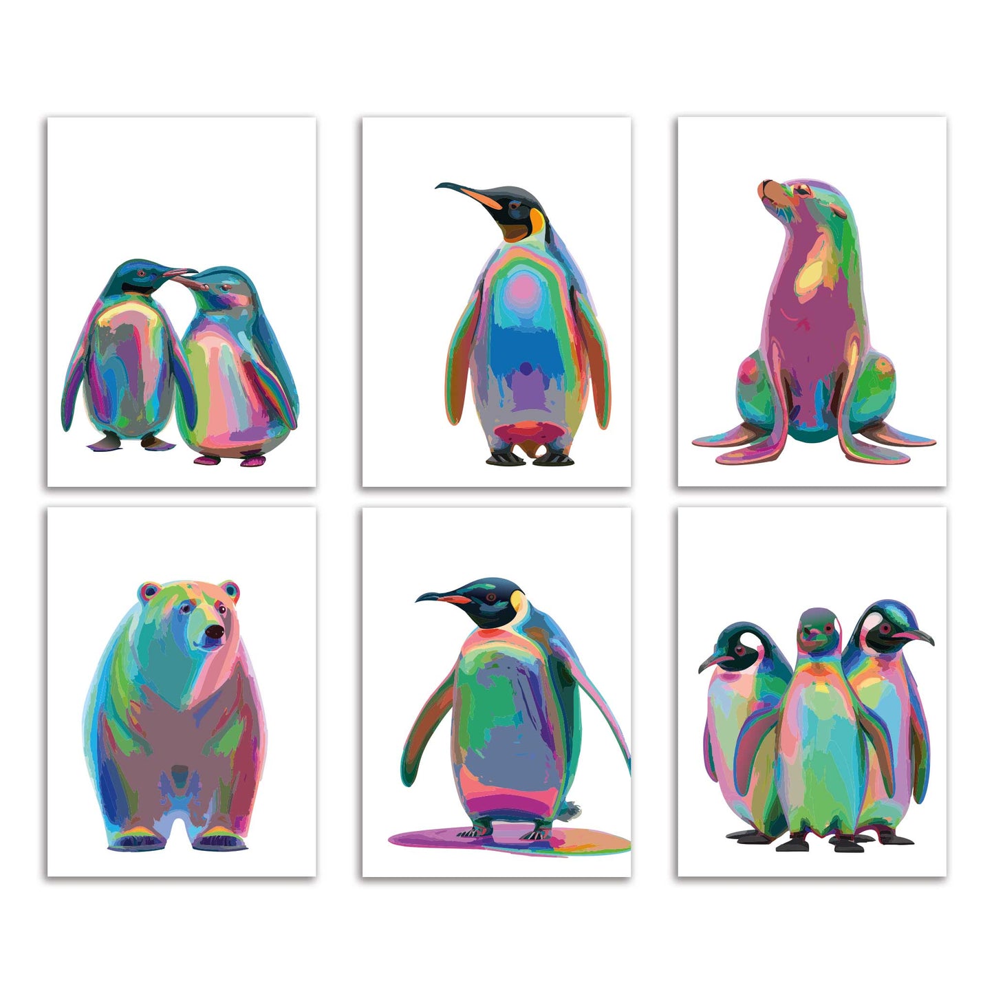 Minimalist Arctic Animals Winter Cards, Set of 24