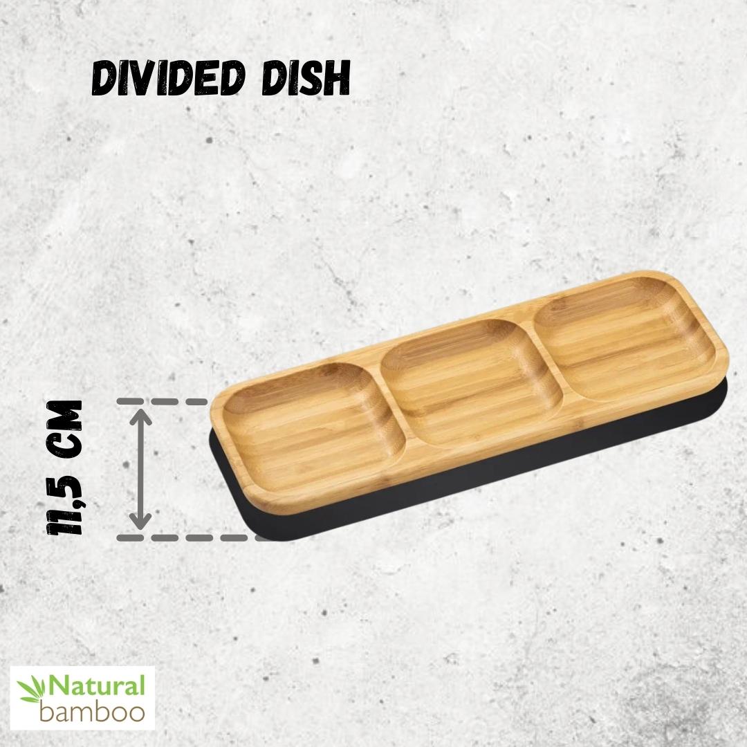 Bamboo Divided Dish 13" inch X 4.5" inch Bento box | 32.5 X 11.5 Cm-1