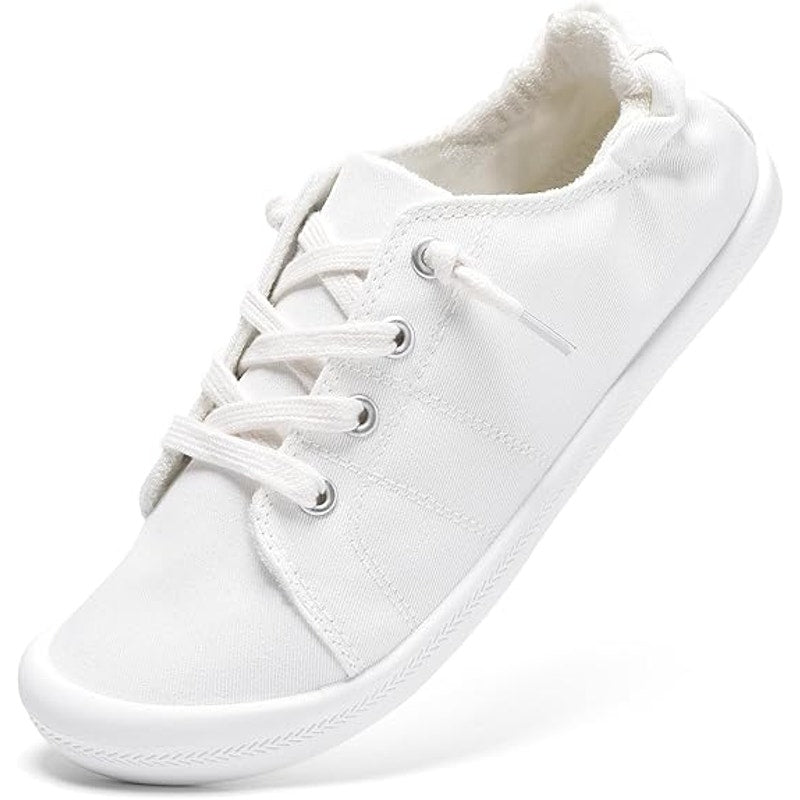 STQ Womens Size 8.5 White Sneakers Lace Up Closed Round Toe Low Top Shoes