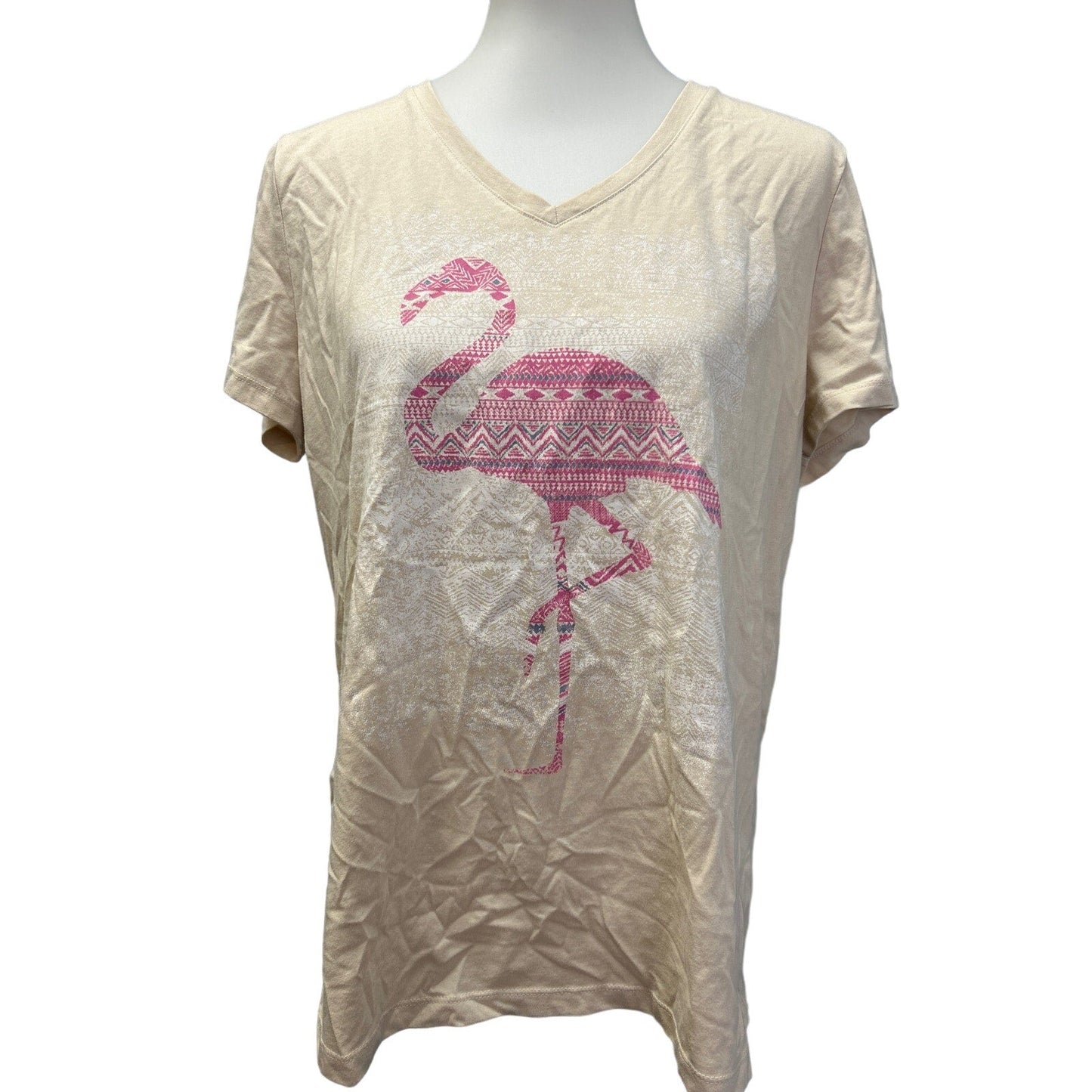 2 Mossimo Womens XL Short Sleeve Cotton Blend Flamingo Tee Shirt & Tank Top