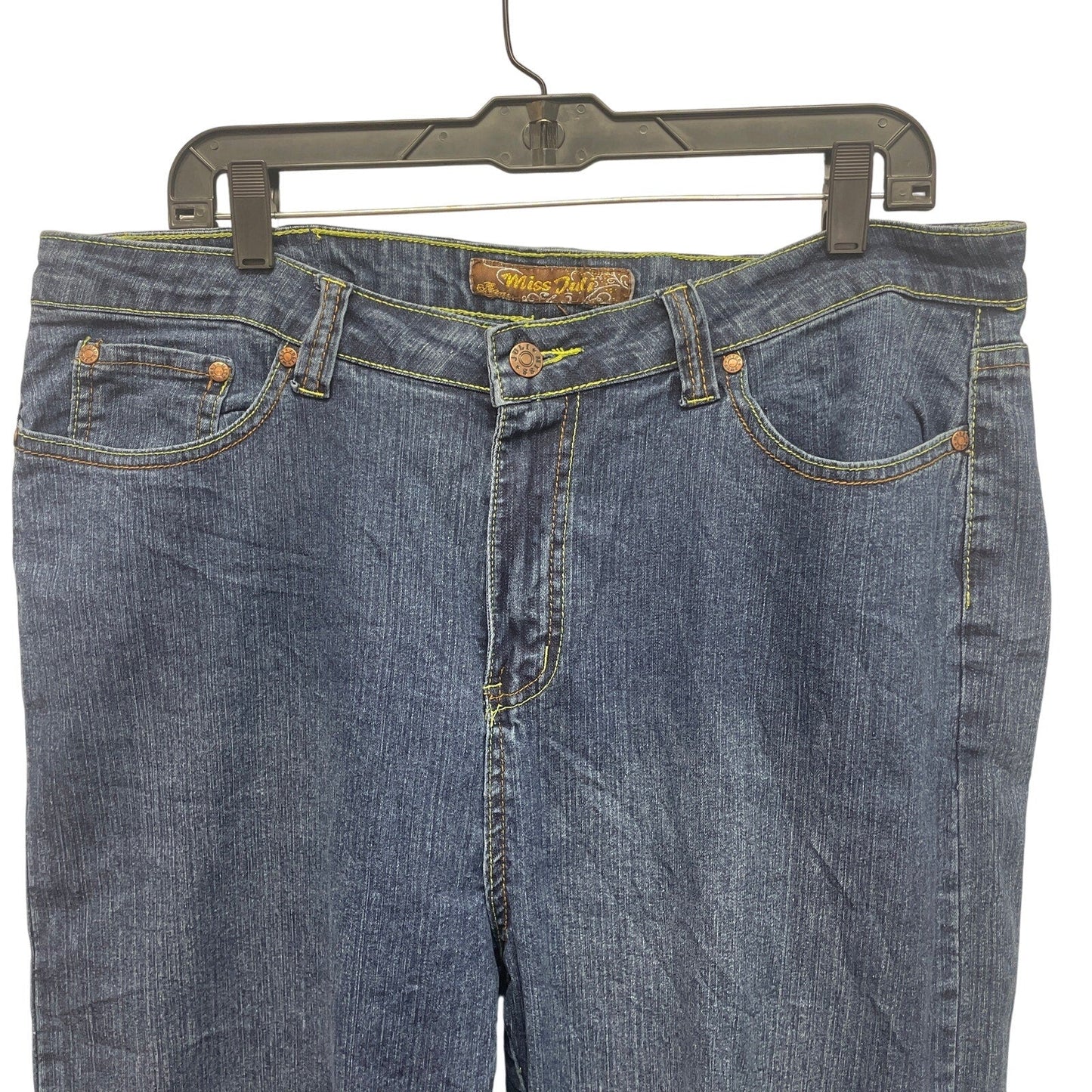 Miss Juli Plus Size 16 Stretch Cotton Blend Cool Pocket Swirl Denim Blue Jeans
