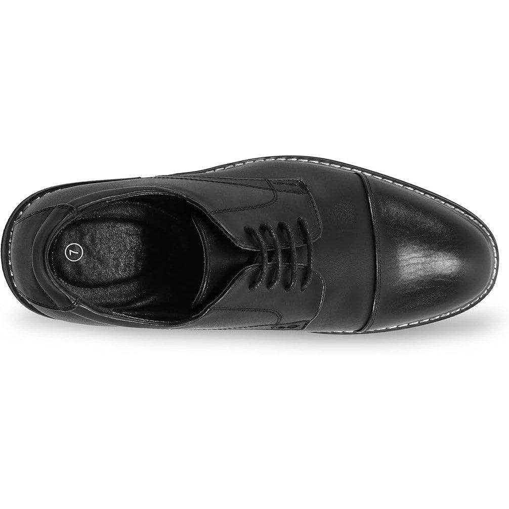 Meridos Mens Size 8.5 Black Faux Leather Lace Up Oxford Formal Wingtip Shoes