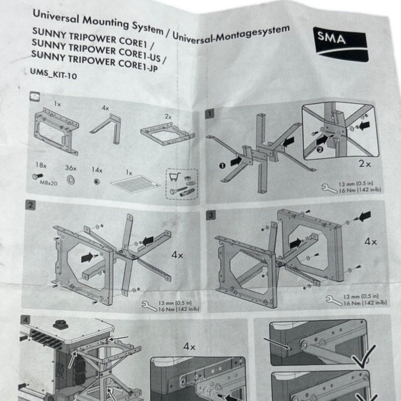 New In Box SMA Universal Mounting Metal Bracket System for Sunny Tripower Core-1